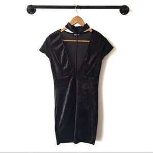 Fashion Nova Crushed Velvet Bodycon Dress Choker M